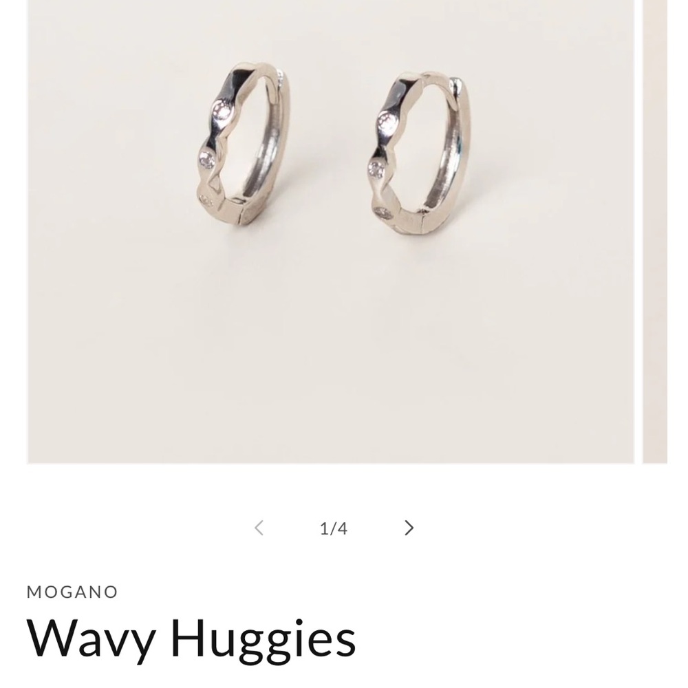 Silver Wavy Huggies with CZ Gems